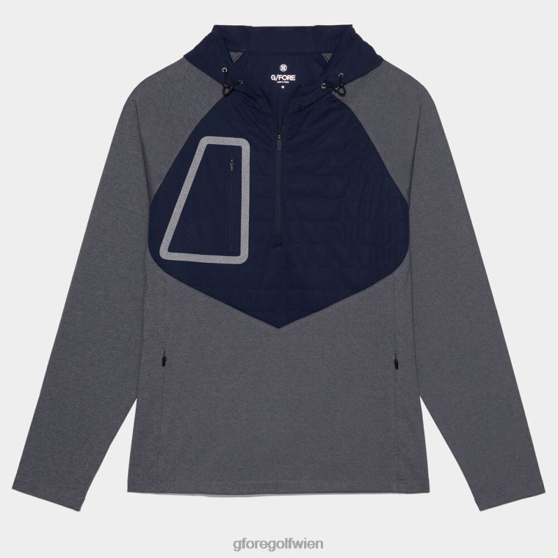 Kleidung bei G/FORE unisex Kapuzenpullover aus technischem Interlock mit Viertelreißverschluss Anthrazitgrau meliert T2DN8125